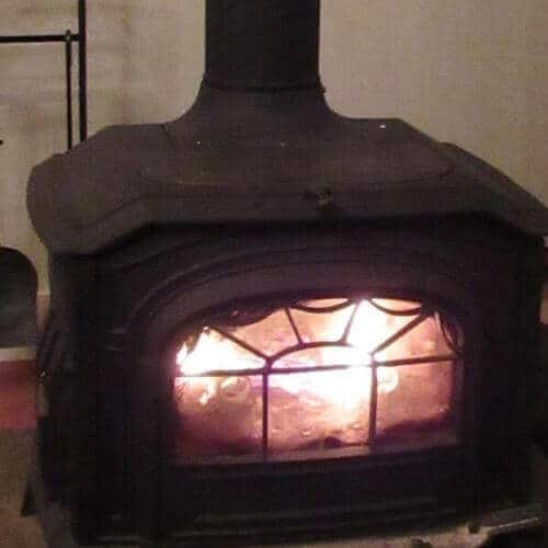Fire burning in woodstove