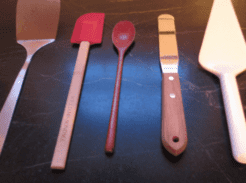 Cooking tools including spatula, scraper, turner, spoon, cake server