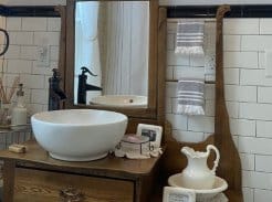 Farmhouse antique bathroom vanity