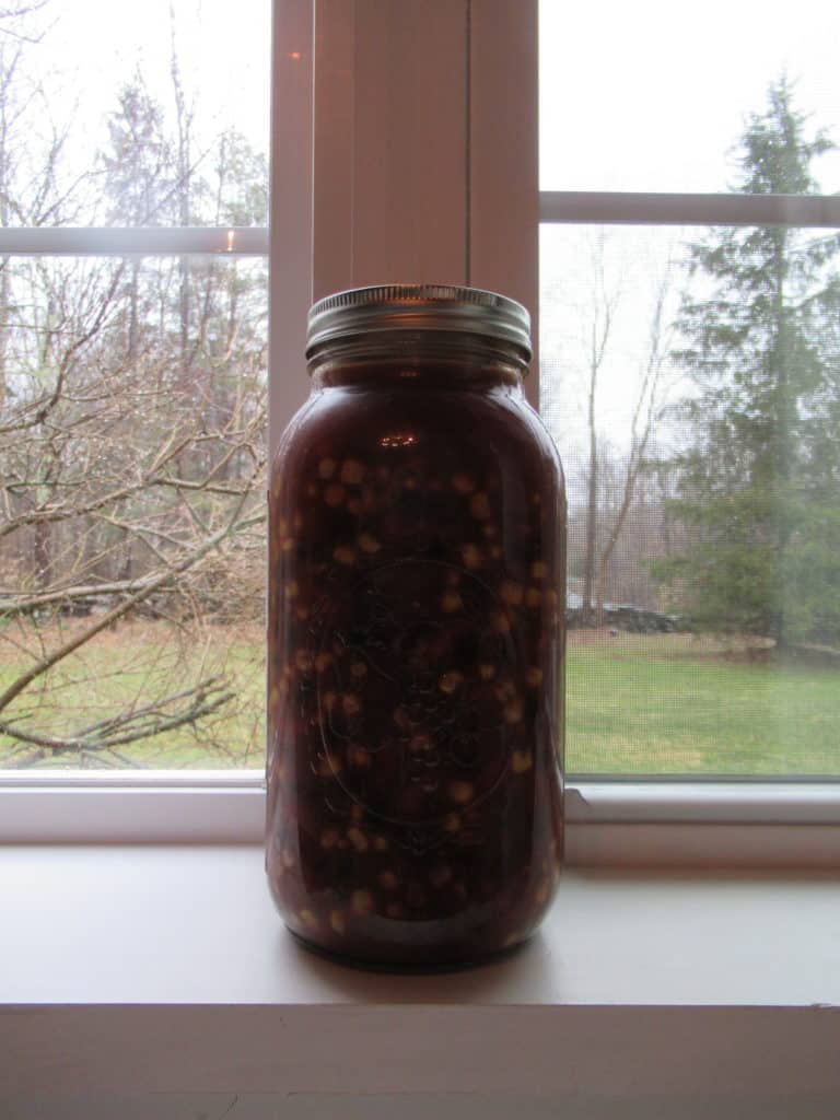 One half-gallon mason jar of "Mom's Chili"