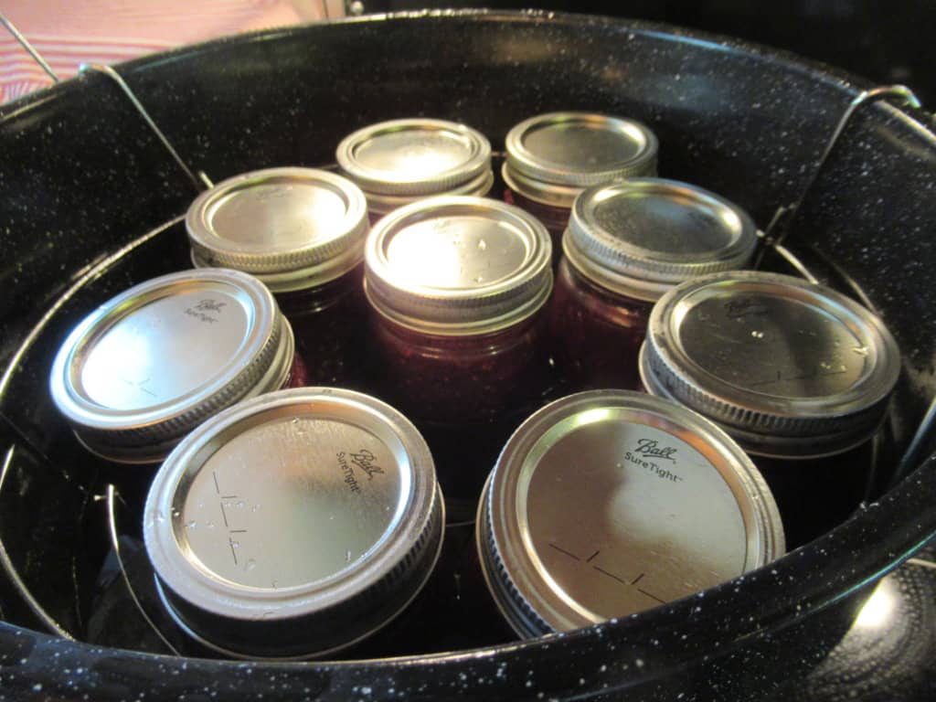 Jam jars in canner