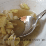 Stirring garlic, ginger, lemon juice, and agave nectar with spoon