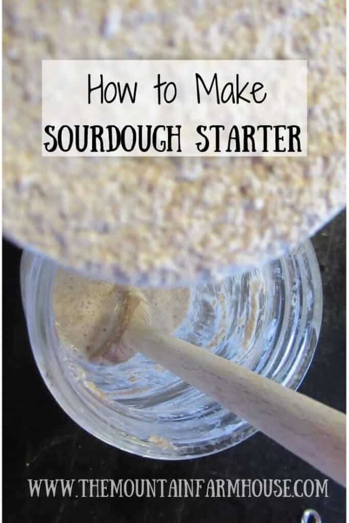 Flour, water, wooden spoon, mason jar for sourdough starter